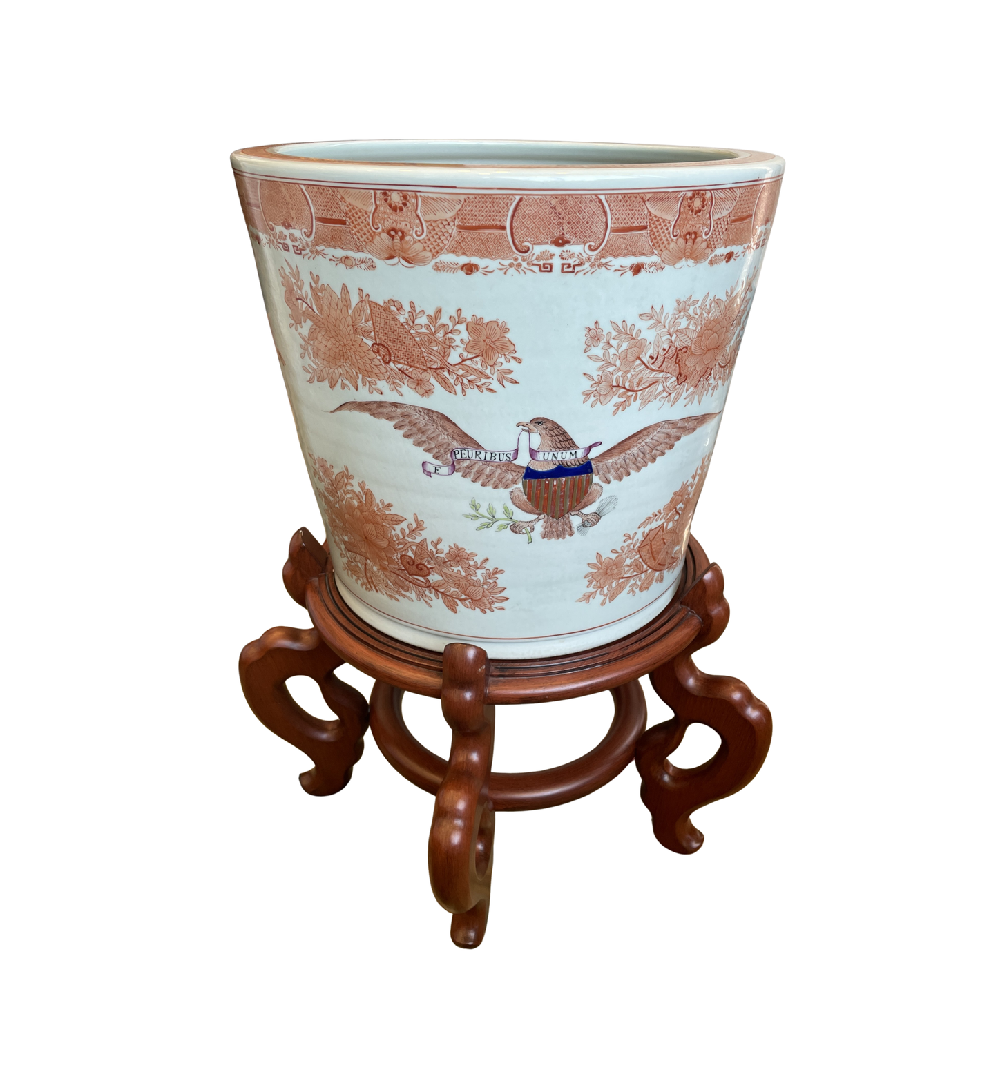 Chinese Export Fitzhugh Armorial Planter in Orange with Stand (0O4003)