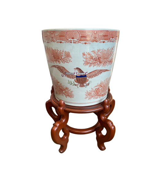 Chinese Export Fitzhugh Armorial Planter in Orange with Stand (0O4004)