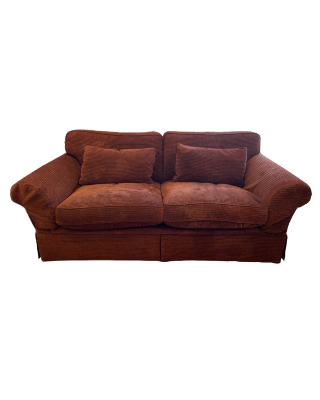Crimson Corduroy Style Upholstered Sofa Attrib. to Baker (0BZ006)
