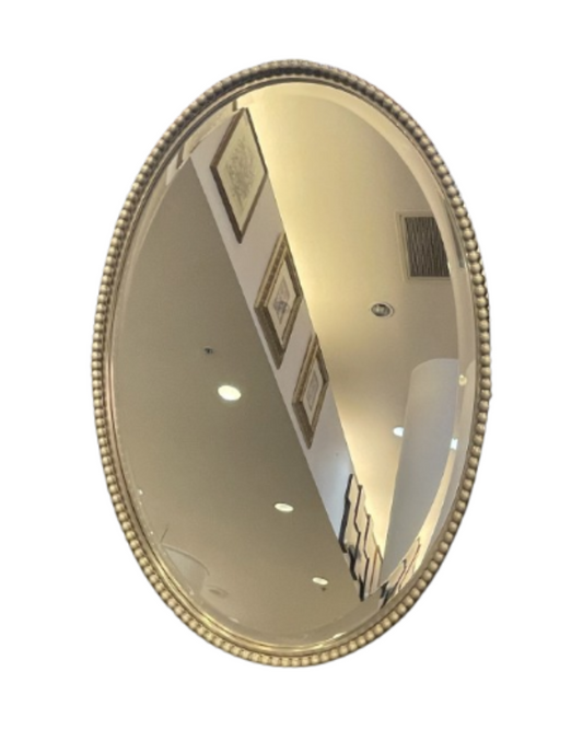Oval Chrome Mirror with Beaded Frame (01D00C)