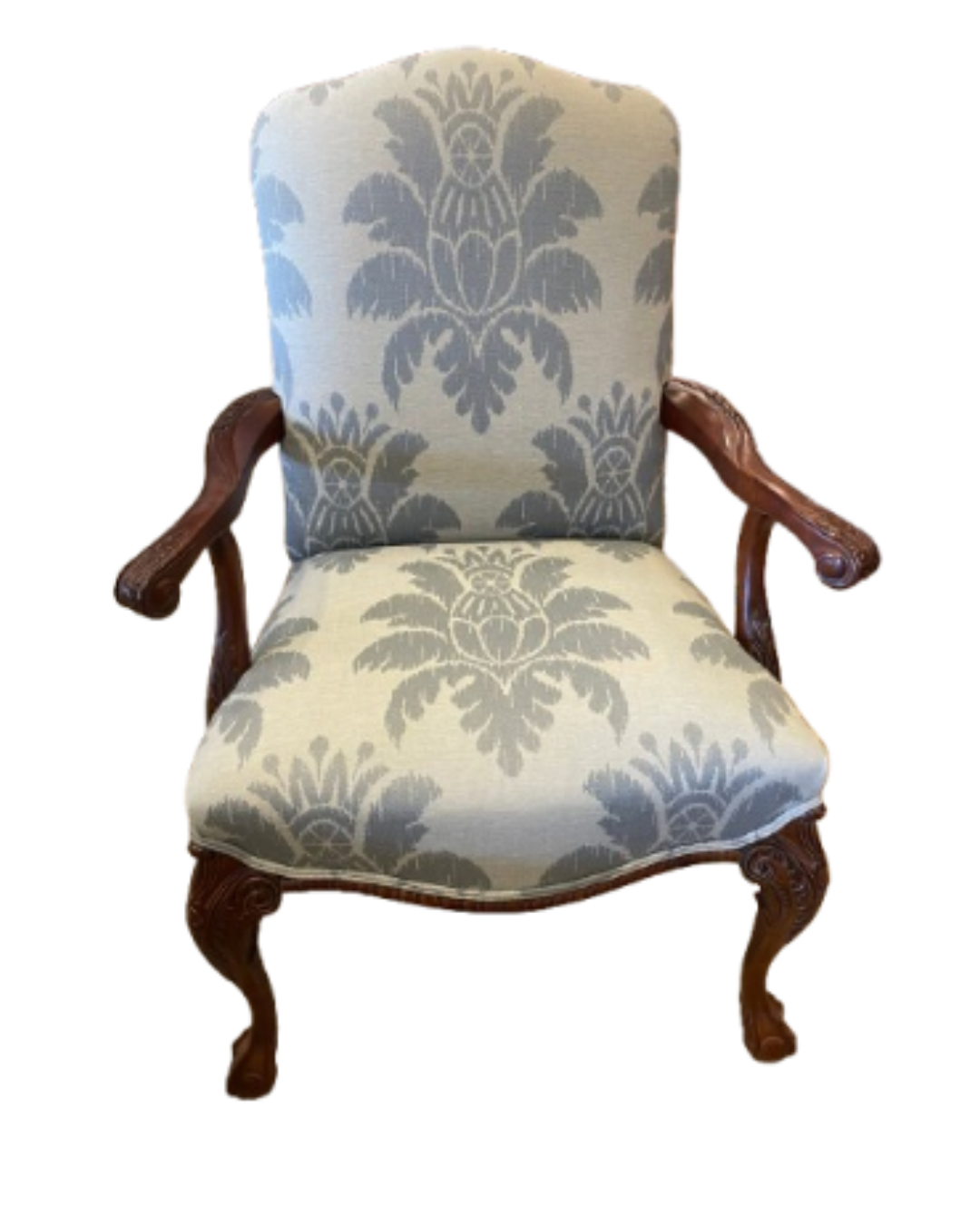 Century Louis Style Blue Damask Armchair (07800O)