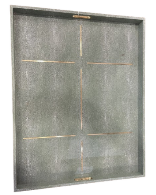 Made Good Daina Shagreen Tray with Gold Accents