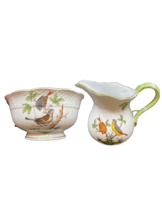 Herend Bird and Butterfly cream and sugar (0DW01B)