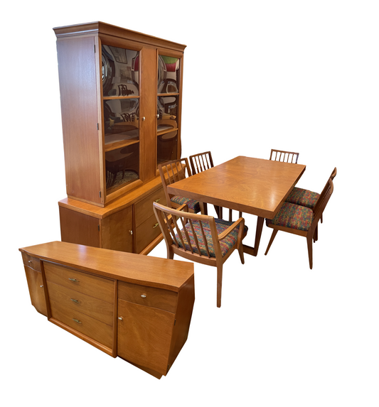 Mid Century Dining Suite, Including table, 6 chairs, china and buffet, attr: Sieling Modern (0GL003)