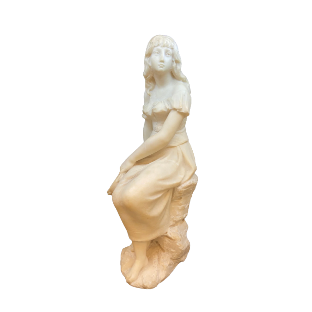 Alabaster Girl with Tambourine Statue (24176)