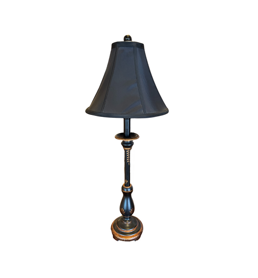 Pair Table Lamps Blk/gold, tole style (0GI001)