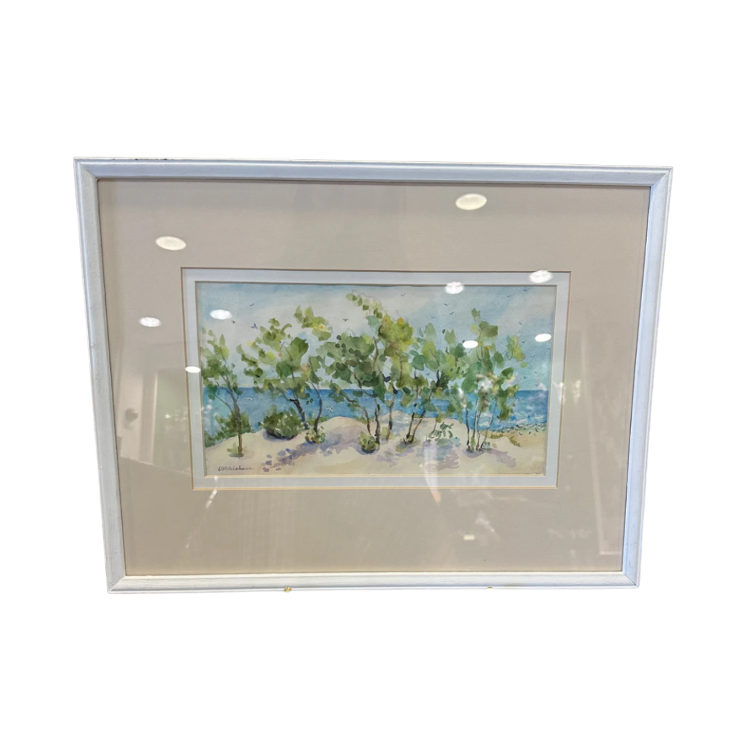 EB Fleishman "Down to the Beach" Watercolor Beach Scene (T5HQ1J)