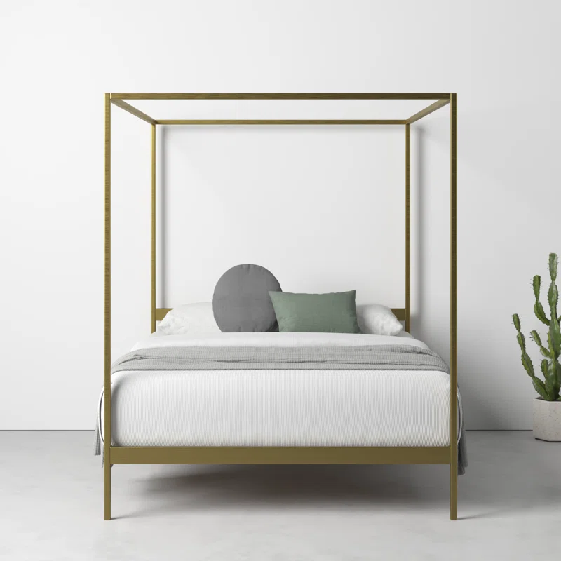 Aston Burnished Brass Queen Canopy Bed (0MK002)