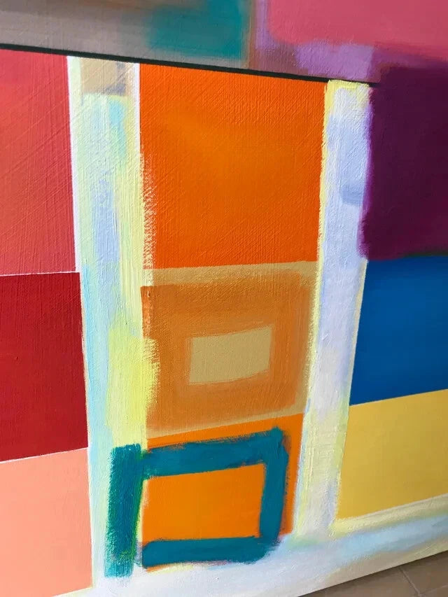 Lisa Caplan "Triads" Acrylic on Canvas Abstract, Signed (22952)