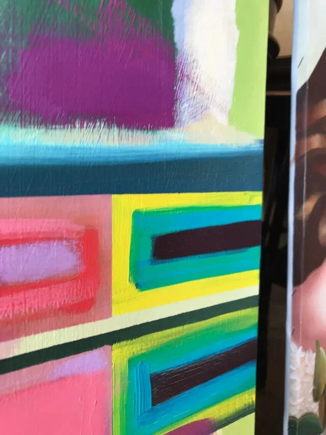 Lisa Caplan "Triads" Acrylic on Canvas Abstract, Signed (22952)