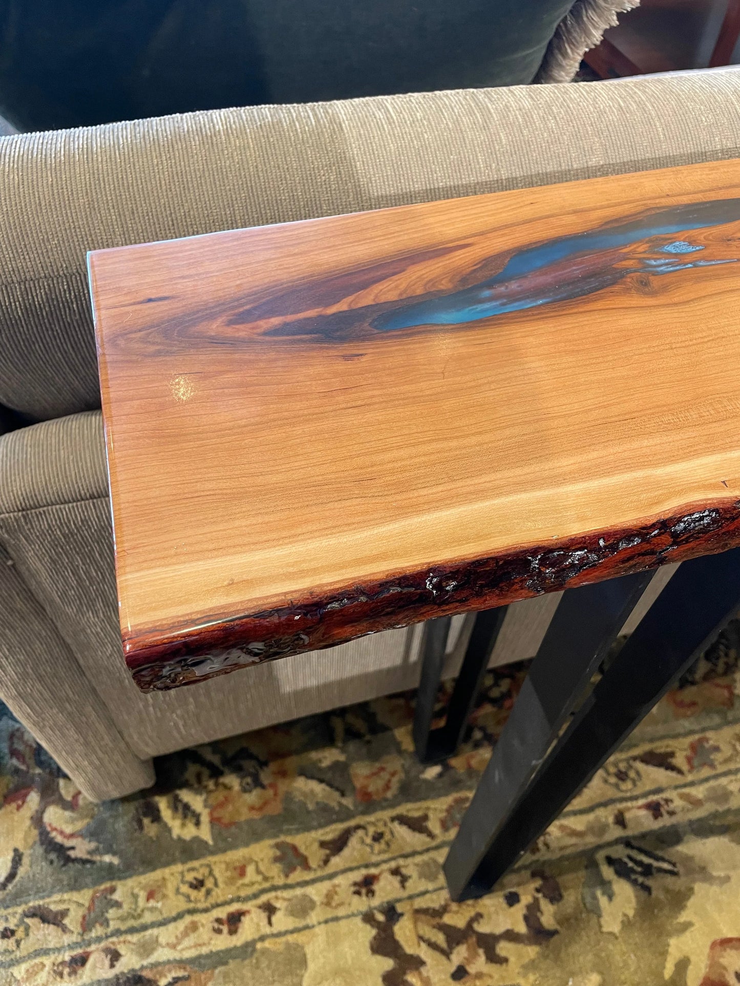 Live Edge Resin River Console Table, Custom Made