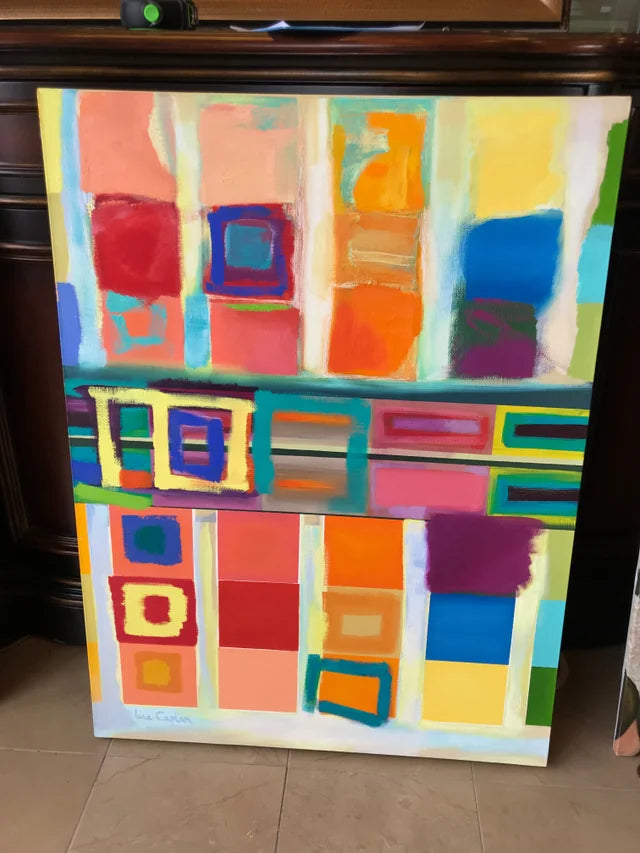 Lisa Caplan "Triads" Acrylic on Canvas Abstract, Signed (22952)