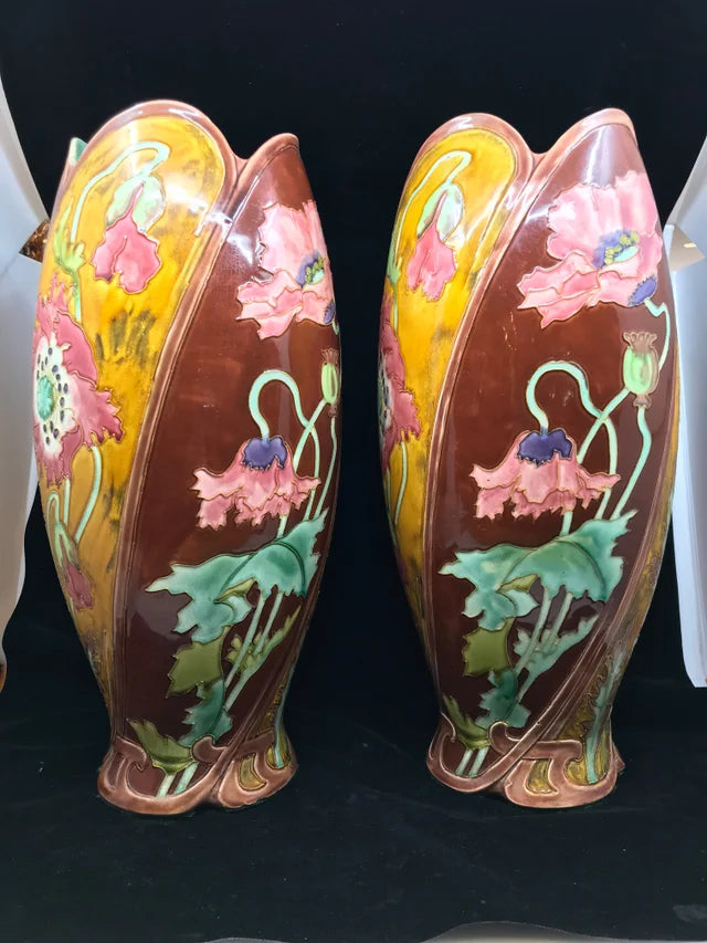 Longchamp Terres de Fer Majolica Glazed Vases