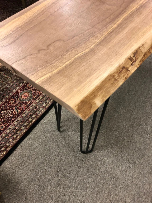 Custom Made Raw Wood Edge Console Table