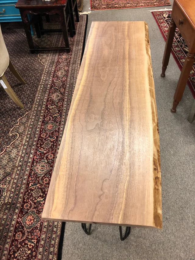 Custom Made Raw Wood Edge Console Table